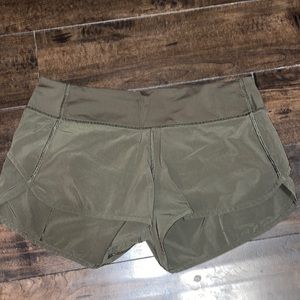 Olive Green Lululemon Speed Shorts